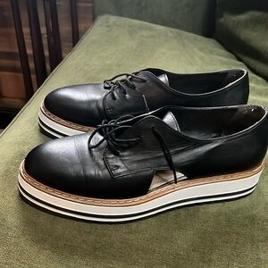 Black Leather platform shoes